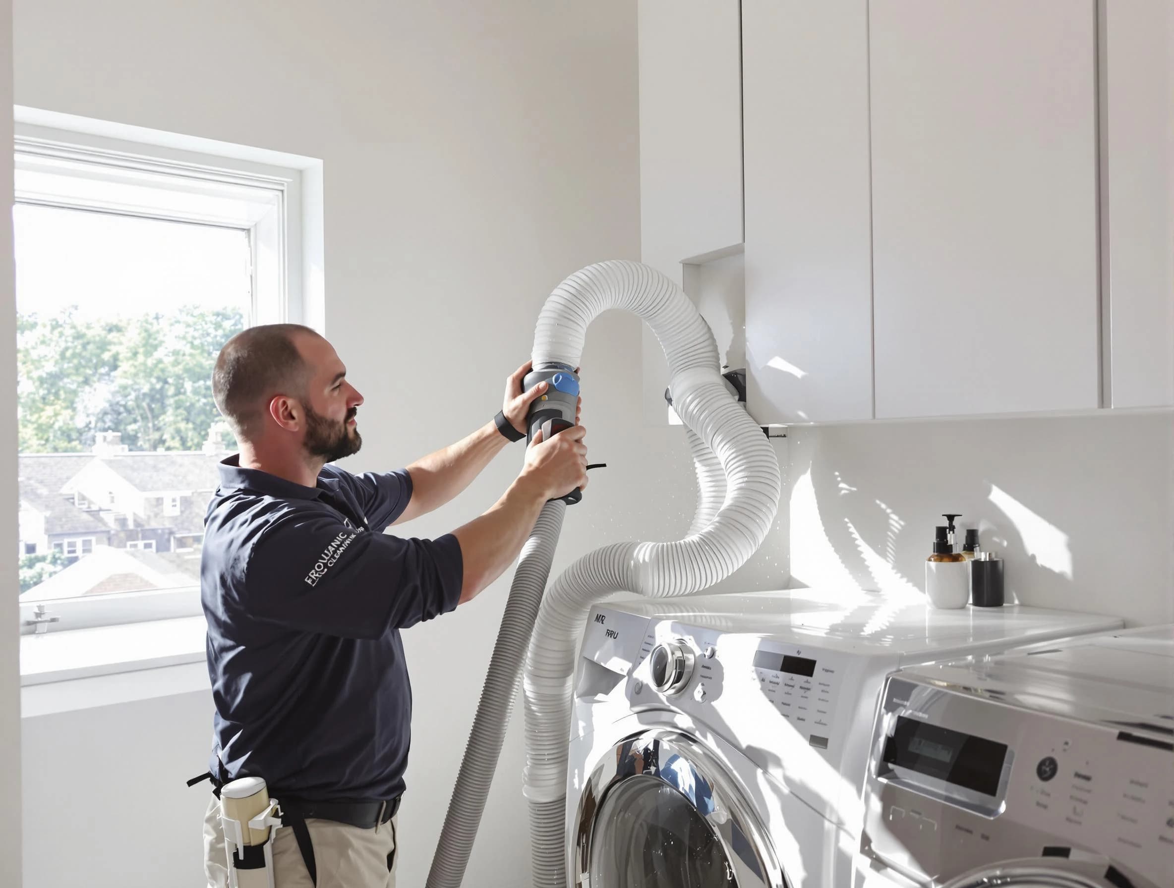 Certified Newport Beach Dryer Vent Cleaning technician performing dryer vent cleaning in Newport Beach